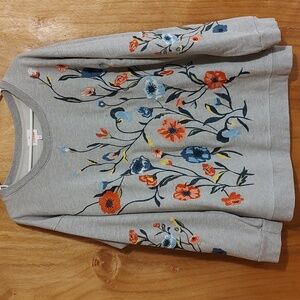 Sundry Gray Floral Embroidered Sweatshirt